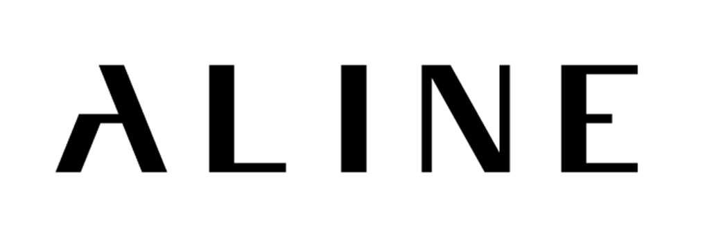 About: The word "ALINE" in black, uppercase letters with a stylized "A" is displayed on a plain white background.